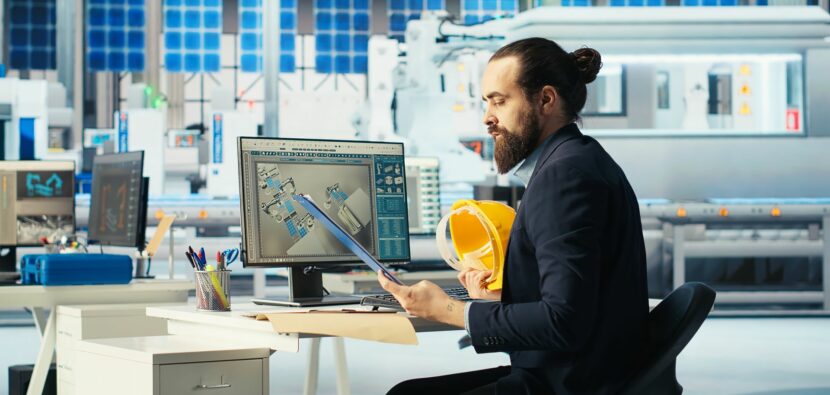 le-directeur-de-la-production-d-une-usine-photovoltaique-examine-les-schemas